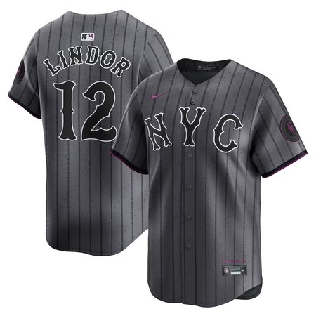 Men's New York Mets #12 Francisco Lindor Nike Graphite 2024 City Connect Limited Player Jersey